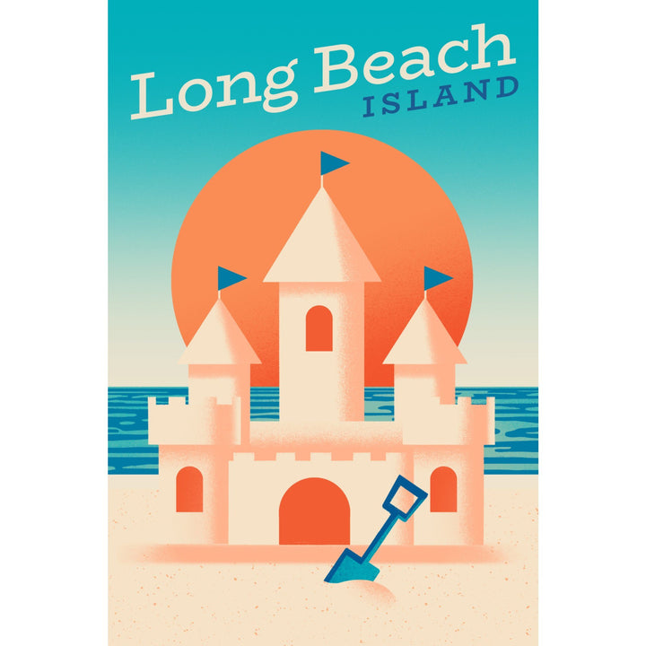 Long Beach Island, New Jersey, Sun-faded Shoreline Collection, Sand Castle on Beach, Stretched Canvas Canvas Lantern Press 