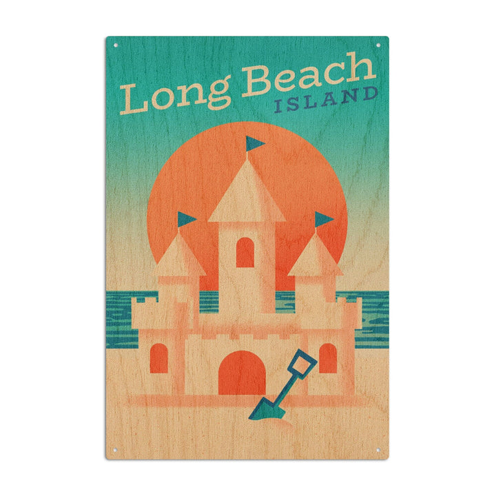 Long Beach Island, New Jersey, Sun-faded Shoreline Collection, Sand Castle on Beach, Wood Signs and Postcards Wood Lantern Press 6x9 Wood Sign 