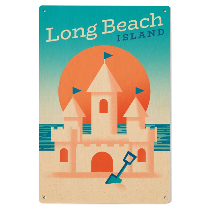 Long Beach Island, New Jersey, Sun-faded Shoreline Collection, Sand Castle on Beach, Wood Signs and Postcards Wood Lantern Press 