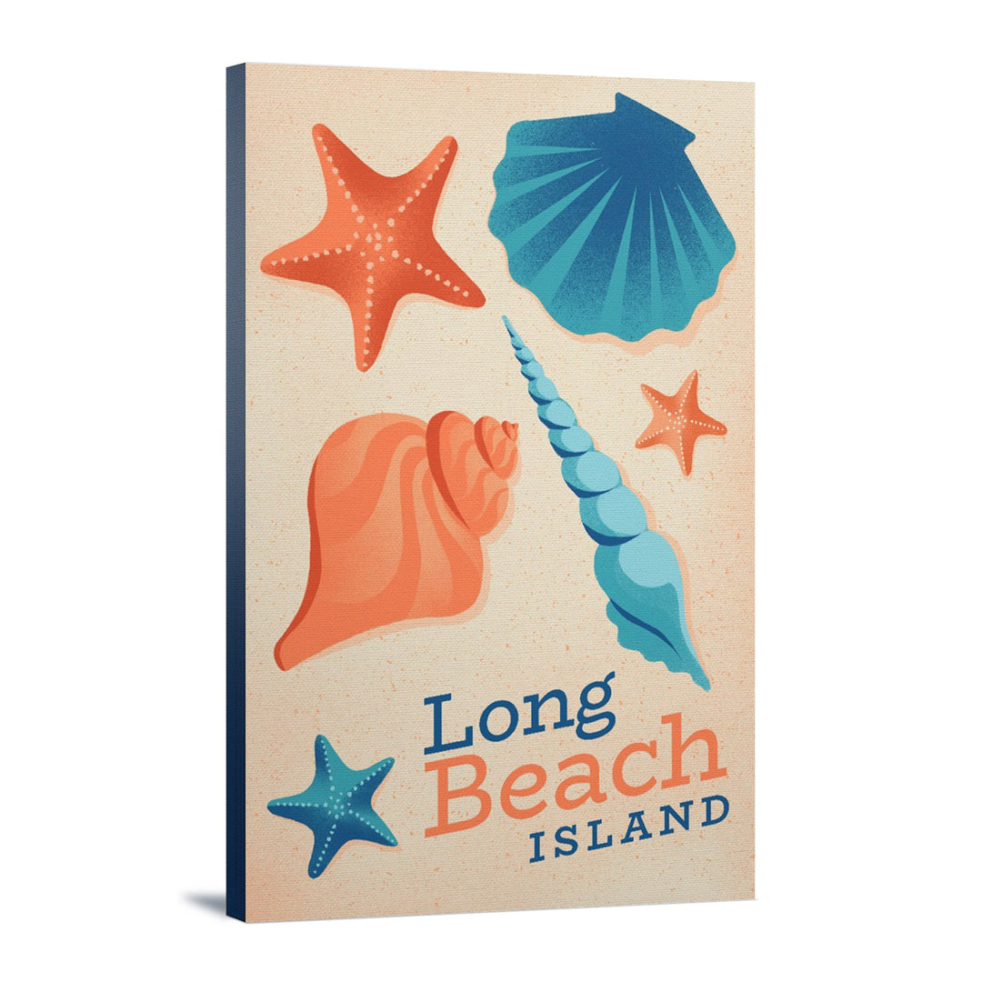 Long Beach Island, New Jersey, Sun-faded Shoreline Collection, Shells on Beach, Stretched Canvas Canvas Lantern Press 12x18 Stretched Canvas 