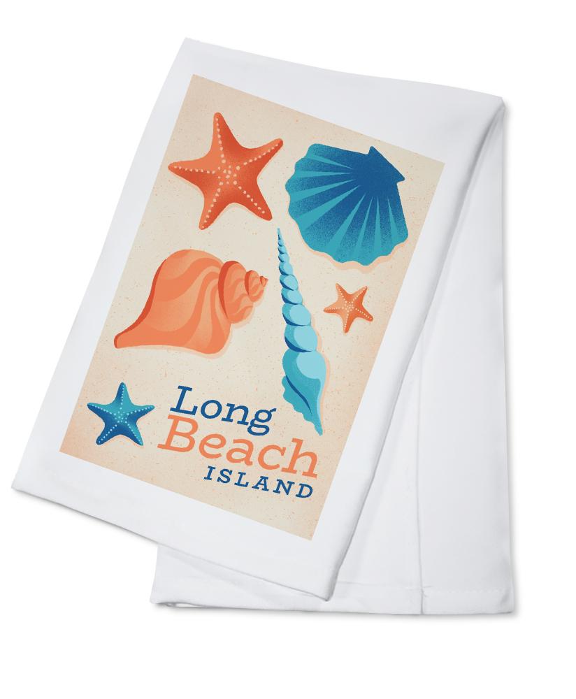 Long Beach Island, New Jersey, Sun-faded Shoreline Collection, Shells on Beach, Towels and Aprons Kitchen Lantern Press 