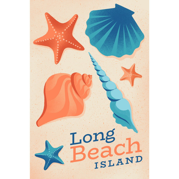 Long Beach Island, New Jersey, Sun-faded Shoreline Collection, Shells on Beach, Towels and Aprons Kitchen Lantern Press 