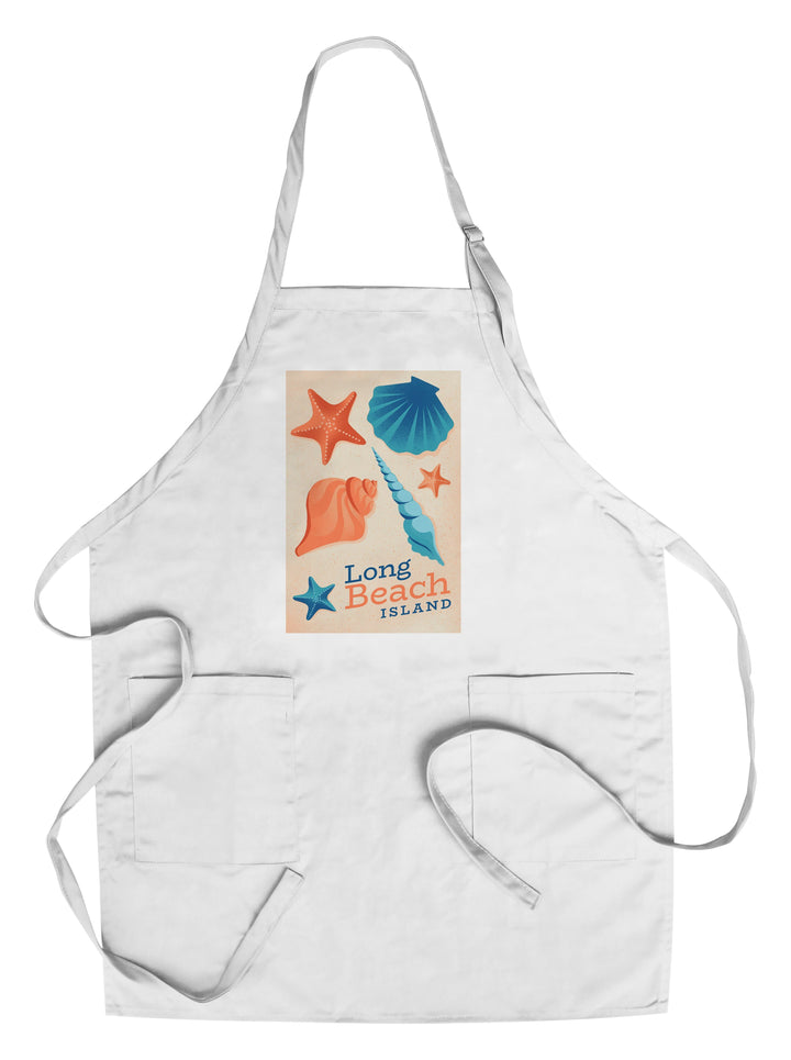 Long Beach Island, New Jersey, Sun-faded Shoreline Collection, Shells on Beach, Towels and Aprons Kitchen Lantern Press Chef's Apron 