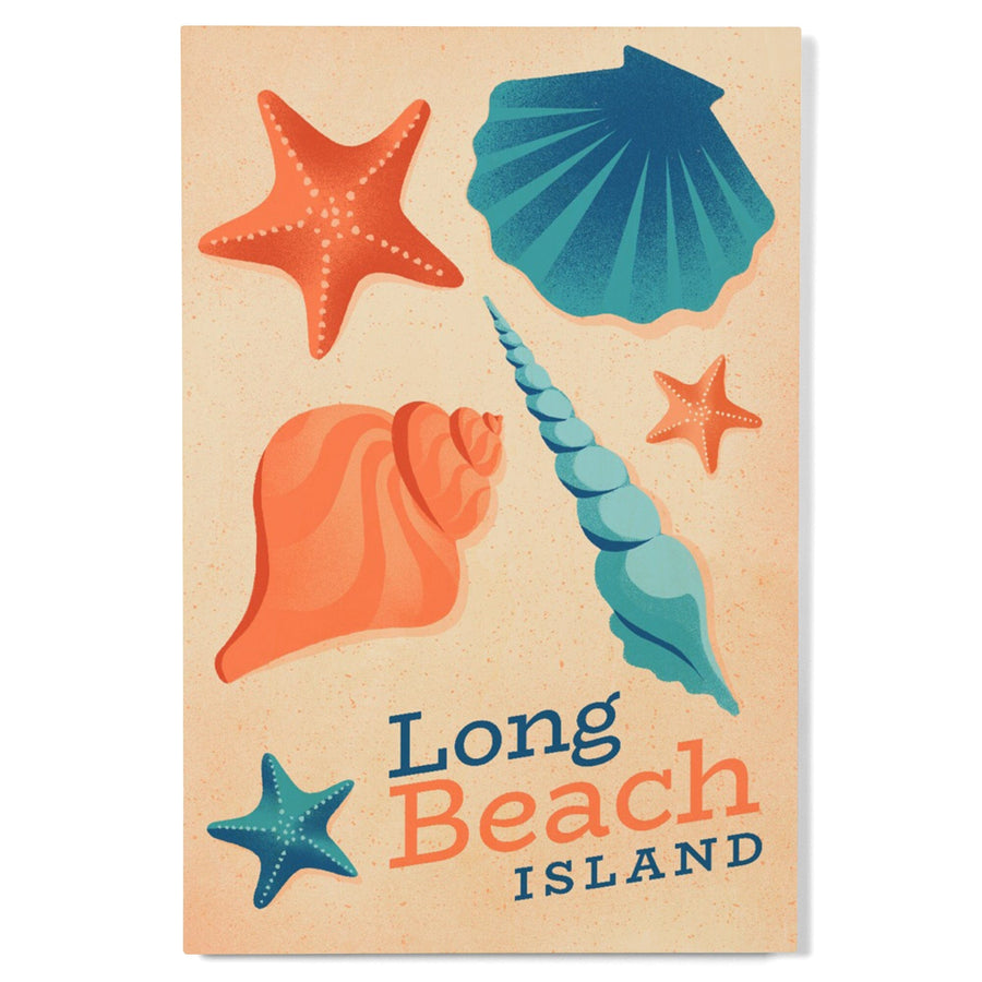Long Beach Island, New Jersey, Sun-faded Shoreline Collection, Shells on Beach, Wood Signs and Postcards Wood Lantern Press 