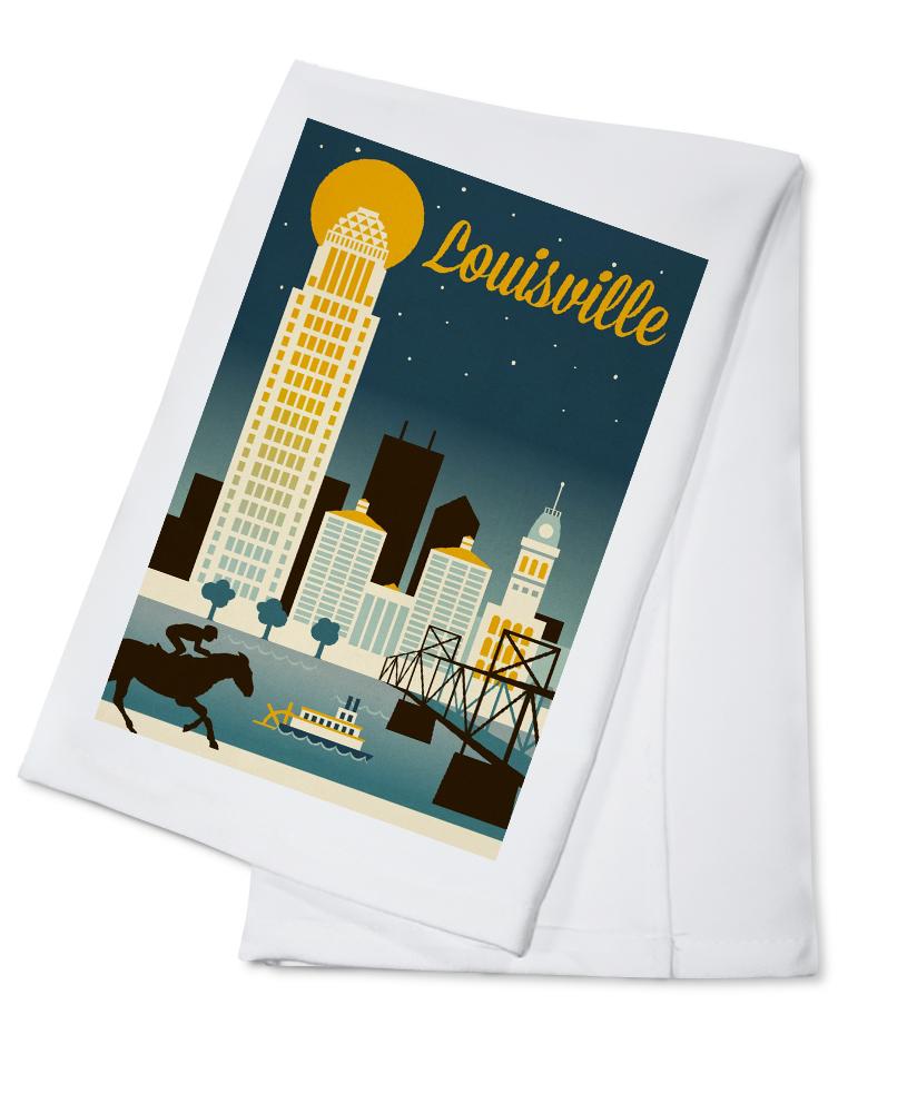 Louisville, Kentucky, Retro Skyline Classic Series, Lantern Press Artwork, Towels and Aprons Kitchen Lantern Press 
