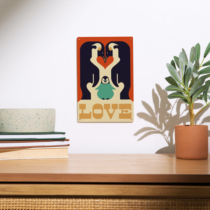 Love, Penguin, Retro Christmas, Lantern Press Artwork, Wood Signs and Postcards Wood Lantern Press 