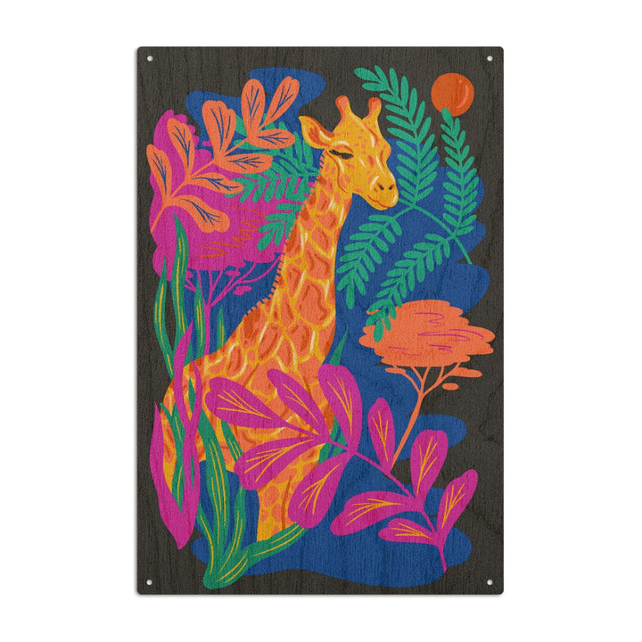 Lush Environment Collection, Giraffe and Foliage, Wood Signs and Postcards Wood Lantern Press 10 x 15 Wood Sign 