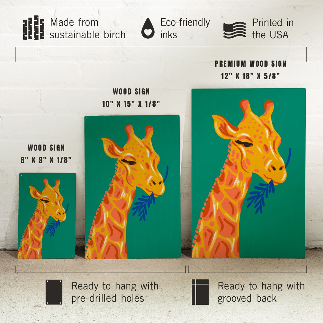 Lush Environment Collection, Giraffe Portrait, Wood Signs and Postcards Wood Lantern Press 
