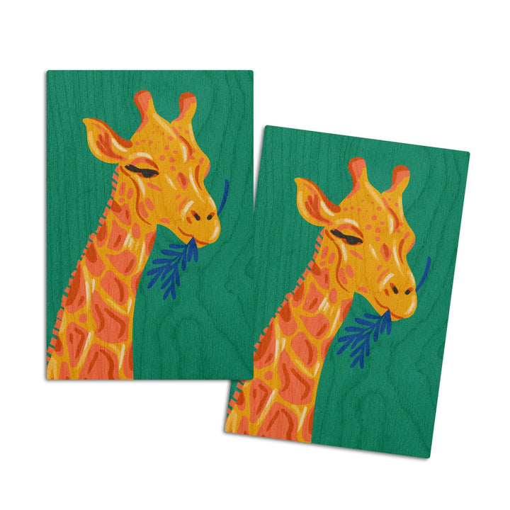 Lush Environment Collection, Giraffe Portrait, Wood Signs and Postcards Wood Lantern Press 4x6 Wood Postcard Set 