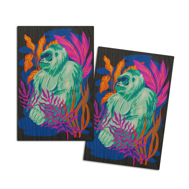 Lush Environment Collection, Gorilla and Foliage, Wood Signs and Postcards Wood Lantern Press 4x6 Wood Postcard Set 