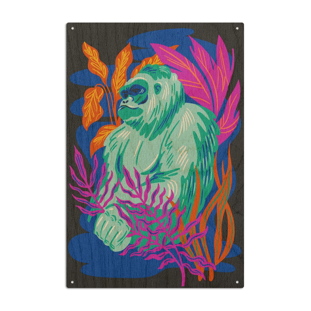 Lush Environment Collection, Gorilla and Foliage, Wood Signs and Postcards Wood Lantern Press 6x9 Wood Sign 