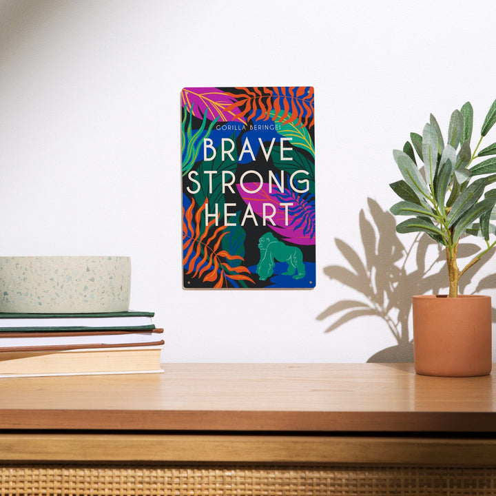 Lush Environment Collection, Gorilla Foliage, Brave Strong Heart, Wood Signs and Postcards Wood Lantern Press 