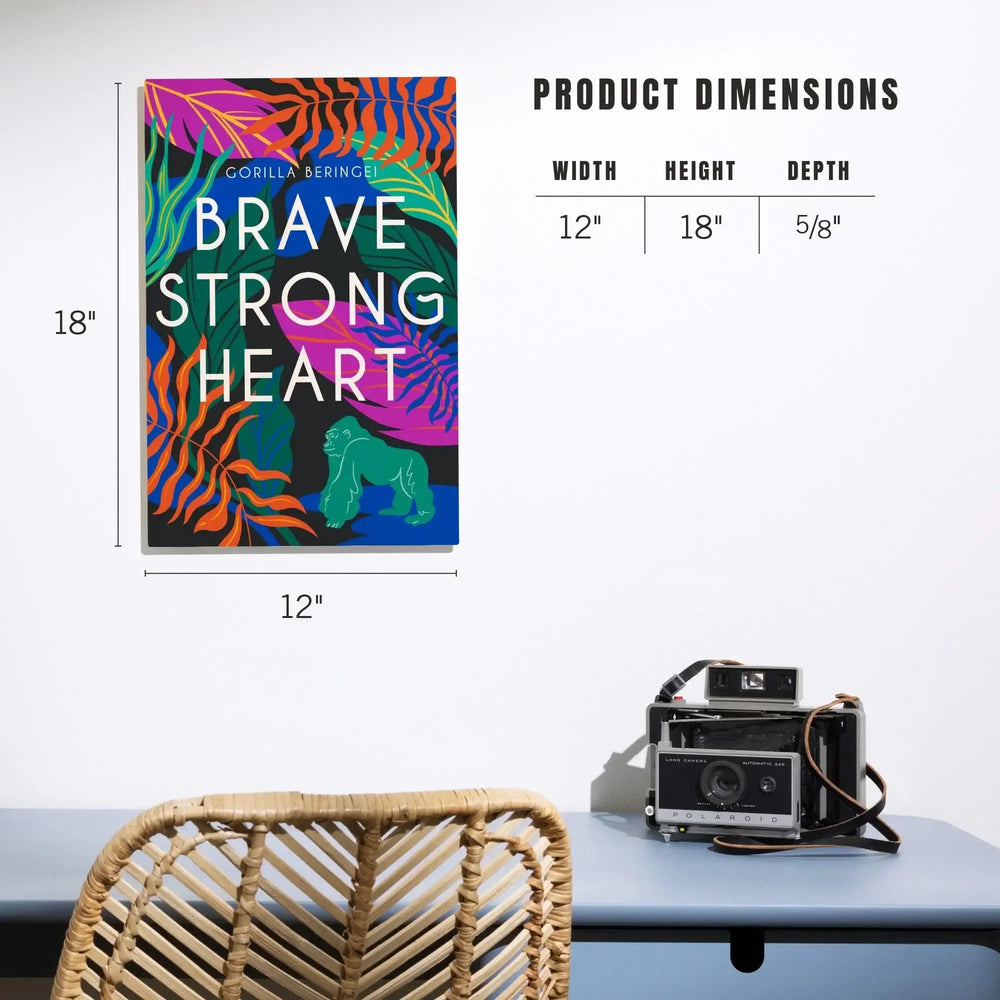 Lush Environment Collection, Gorilla Foliage, Brave Strong Heart, Wood Signs and Postcards - Lantern Press