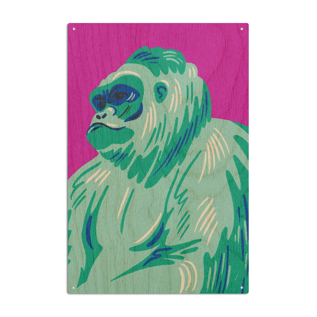 Lush Environment Collection, Gorilla Portrait, Wood Signs and Postcards Wood Lantern Press 10 x 15 Wood Sign 