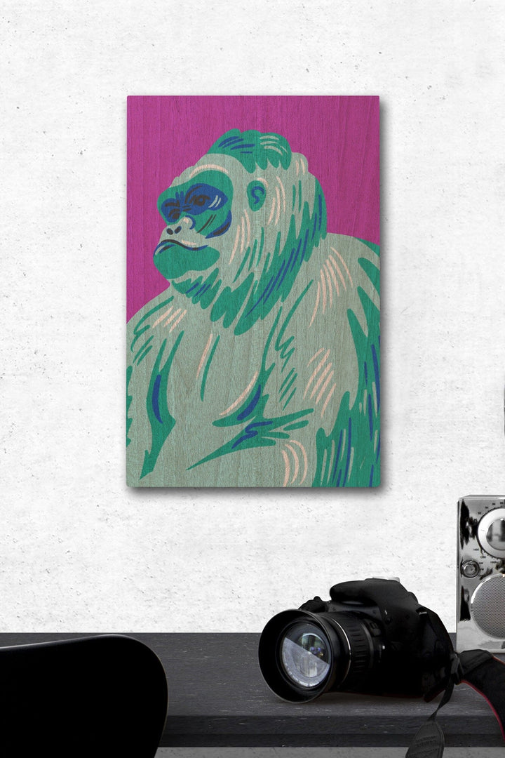 Lush Environment Collection, Gorilla Portrait, Wood Signs and Postcards Wood Lantern Press 12 x 18 Wood Gallery Print 