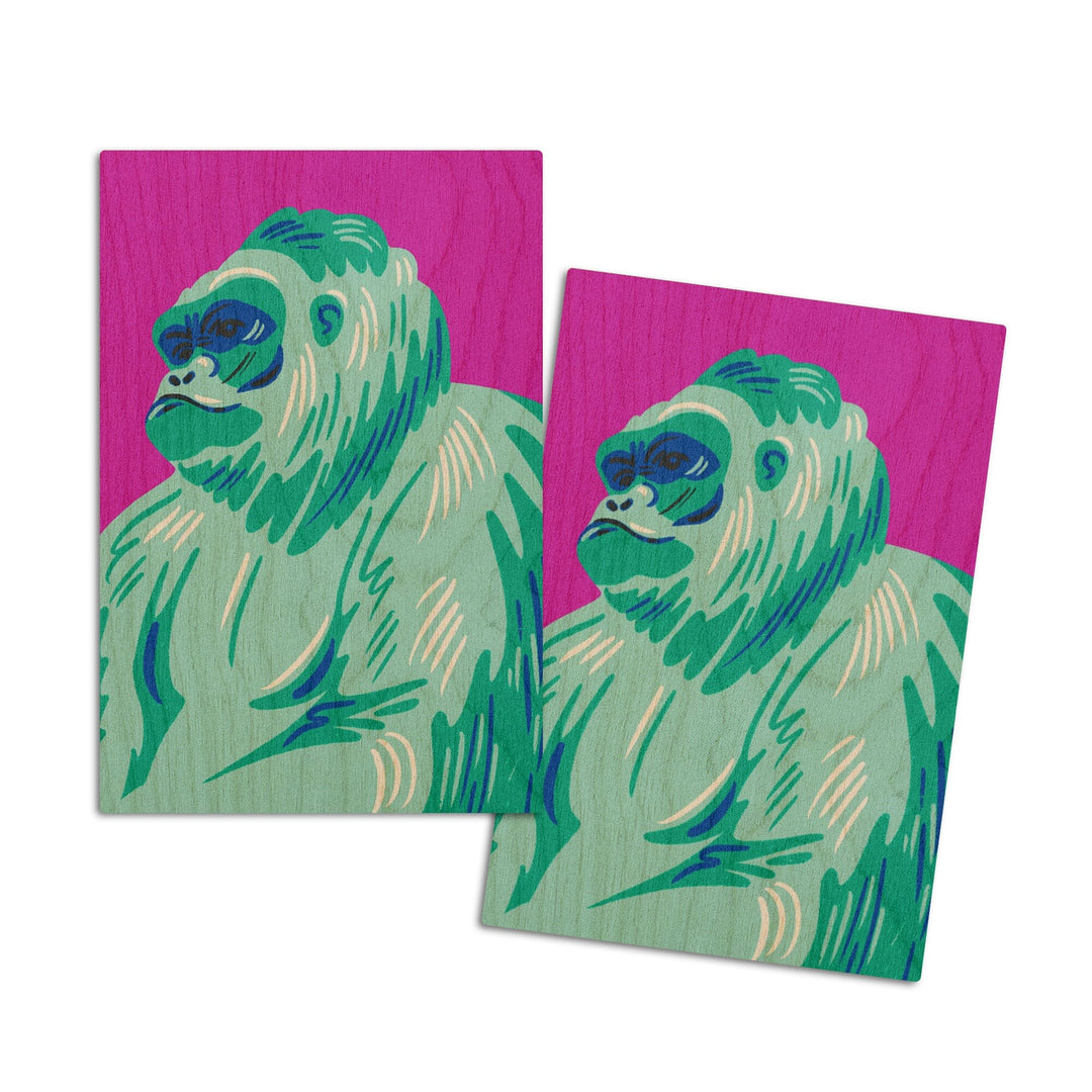 Lush Environment Collection, Gorilla Portrait, Wood Signs and Postcards Wood Lantern Press 4x6 Wood Postcard Set 