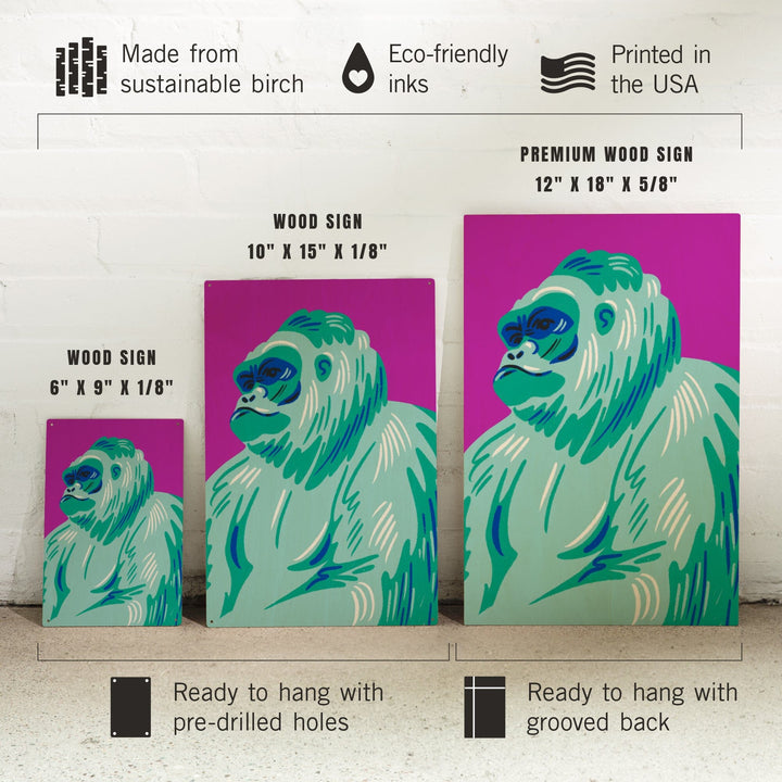 Lush Environment Collection, Gorilla Portrait, Wood Signs and Postcards Wood Lantern Press 