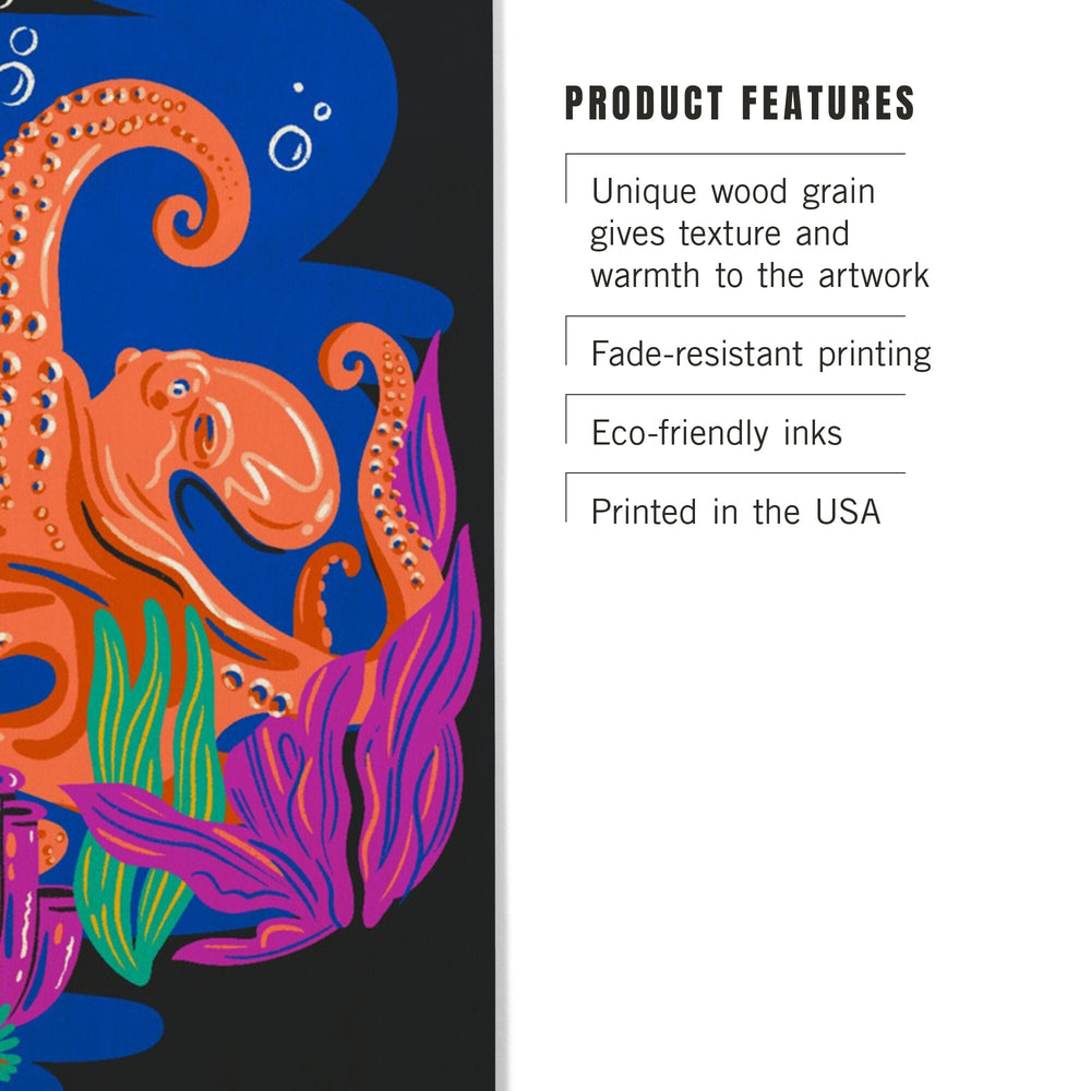 Lush Environment Collection, Octopus and Foliage, Lantern Press Artwork, Wood Signs and Postcards Wood Lantern Press 