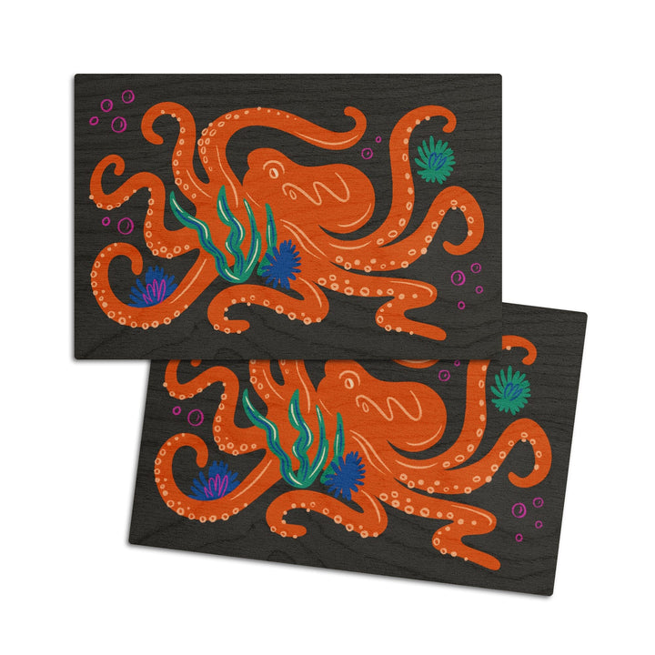 Lush Environment Collection, Octopus, Wood Signs and Postcards Wood Lantern Press 4x6 Wood Postcard Set 