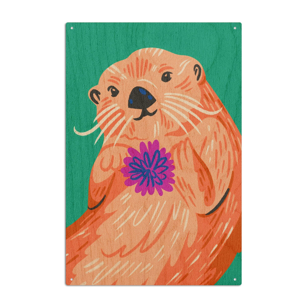 Lush Environment Collection, Sea Otter Portrait, Wood Signs and Postcards Wood Lantern Press 10 x 15 Wood Sign 