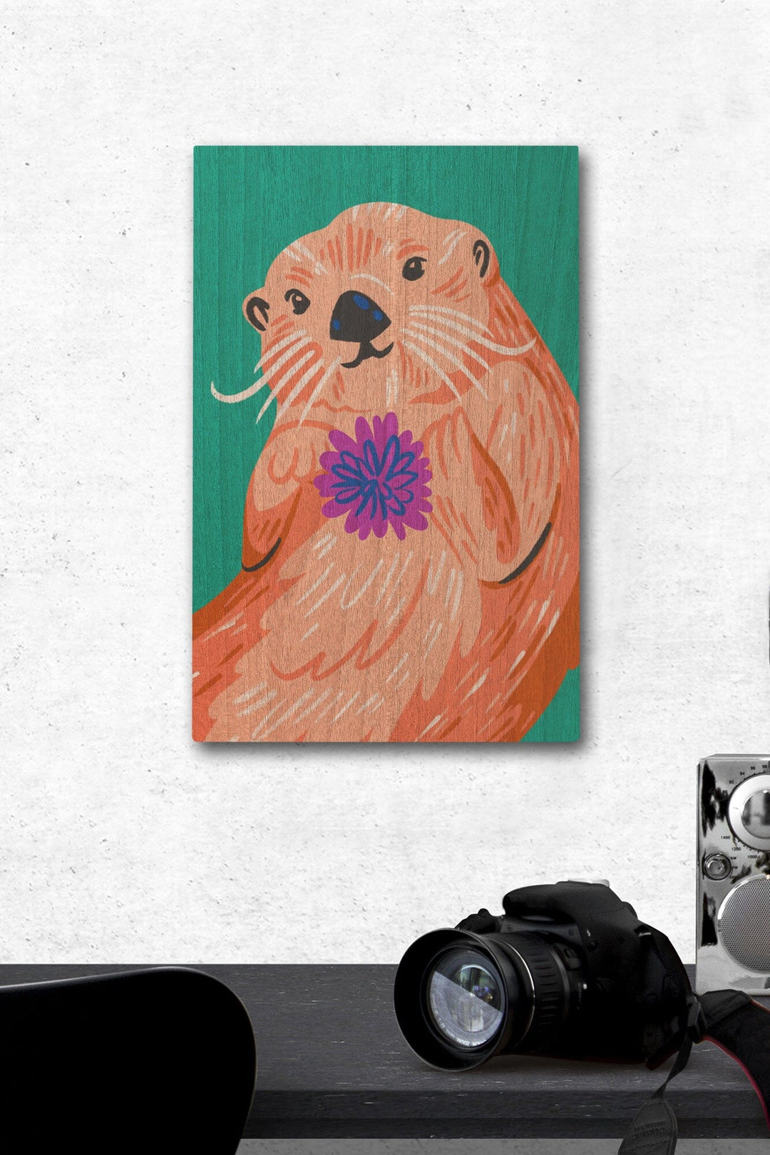 Lush Environment Collection, Sea Otter Portrait, Wood Signs and Postcards Wood Lantern Press 12 x 18 Wood Gallery Print 