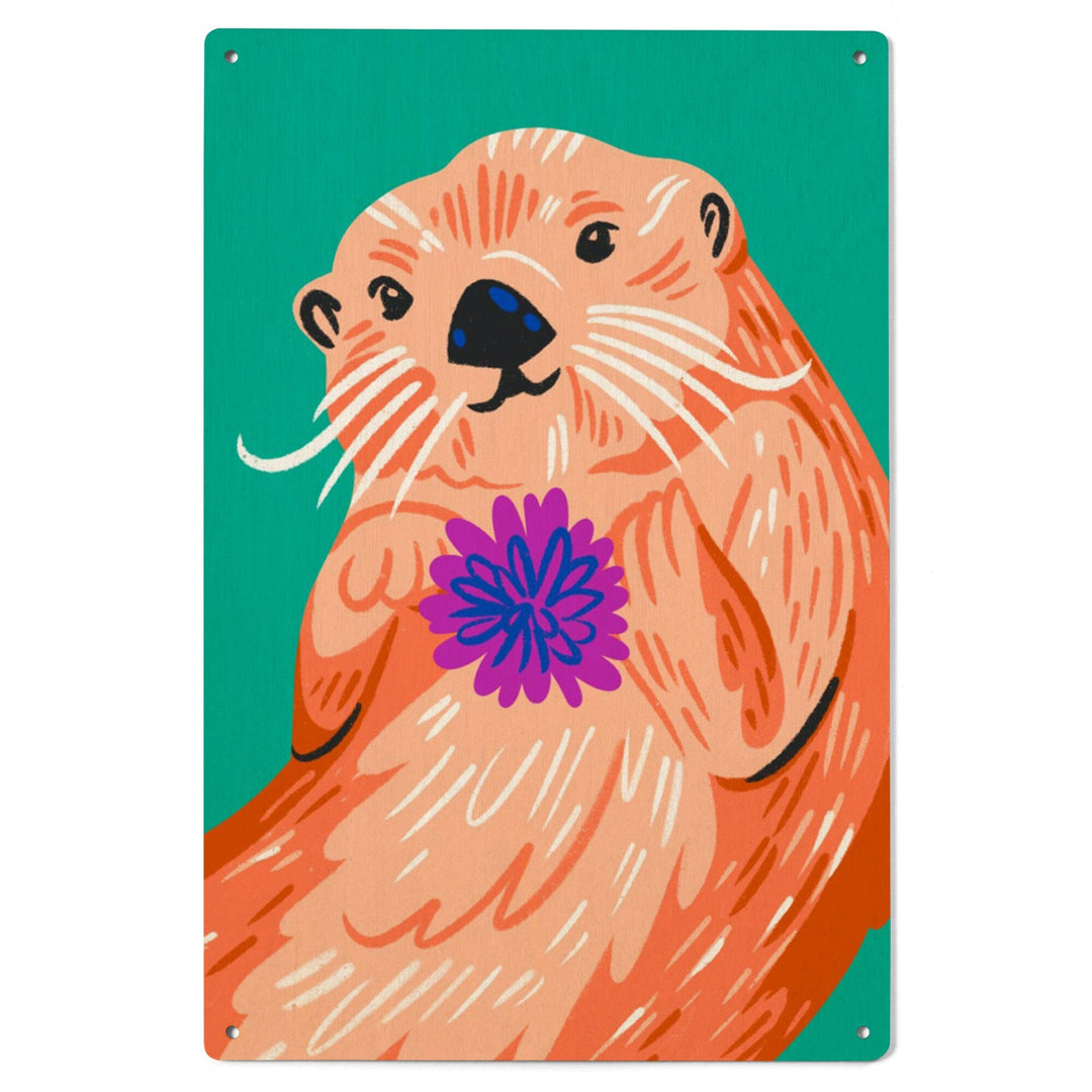Lush Environment Collection, Sea Otter Portrait, Wood Signs and Postcards Wood Lantern Press 