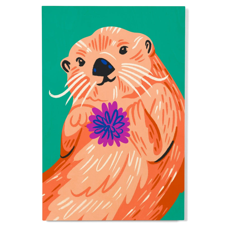 Lush Environment Collection, Sea Otter Portrait, Wood Signs and Postcards Wood Lantern Press 