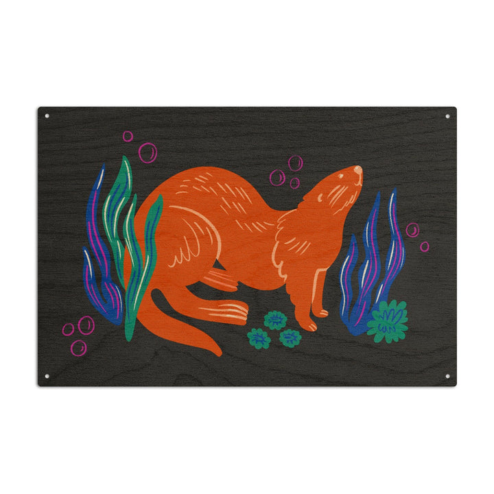 Lush Environment Collection, Sea Otter Underwater, Wood Signs and Postcards Wood Lantern Press 6x9 Wood Sign 
