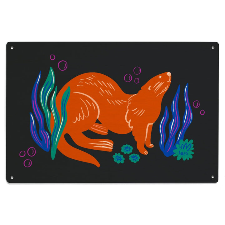 Lush Environment Collection, Sea Otter Underwater, Wood Signs and Postcards Wood Lantern Press 
