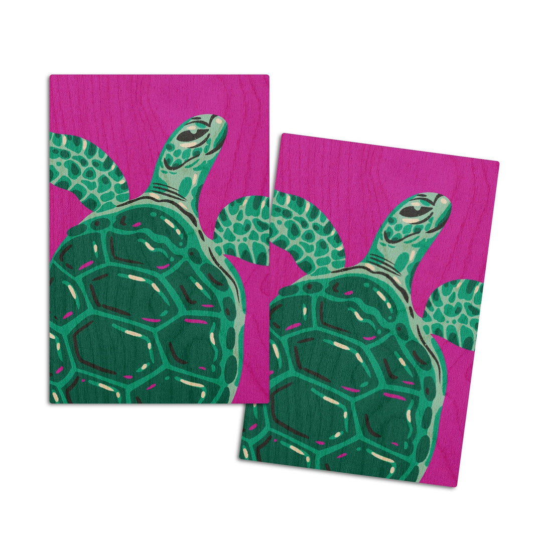 Lush Environment Collection, Sea Turtle Portrait, Wood Signs and Postcards Wood Lantern Press 4x6 Wood Postcard Set 