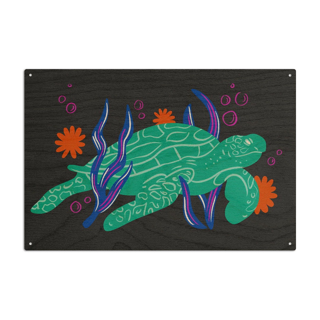 Lush Environment Collection, Sea Turtle, Wood Signs and Postcards Wood Lantern Press 10 x 15 Wood Sign 