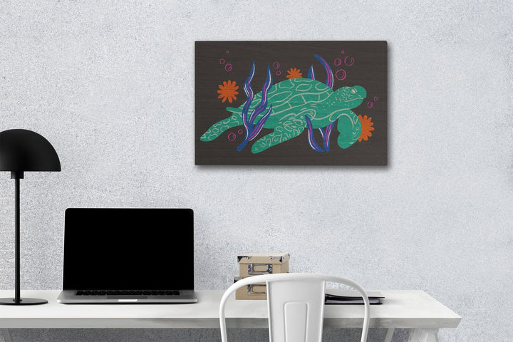 Lush Environment Collection, Sea Turtle, Wood Signs and Postcards Wood Lantern Press 12 x 18 Wood Gallery Print 