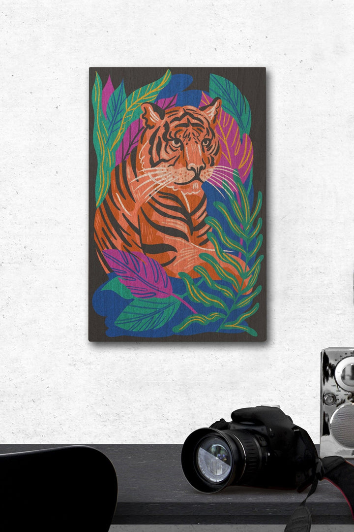 Lush Environment Collection, Tiger and Foliage, Wood Signs and Postcards Wood Lantern Press 12 x 18 Wood Gallery Print 