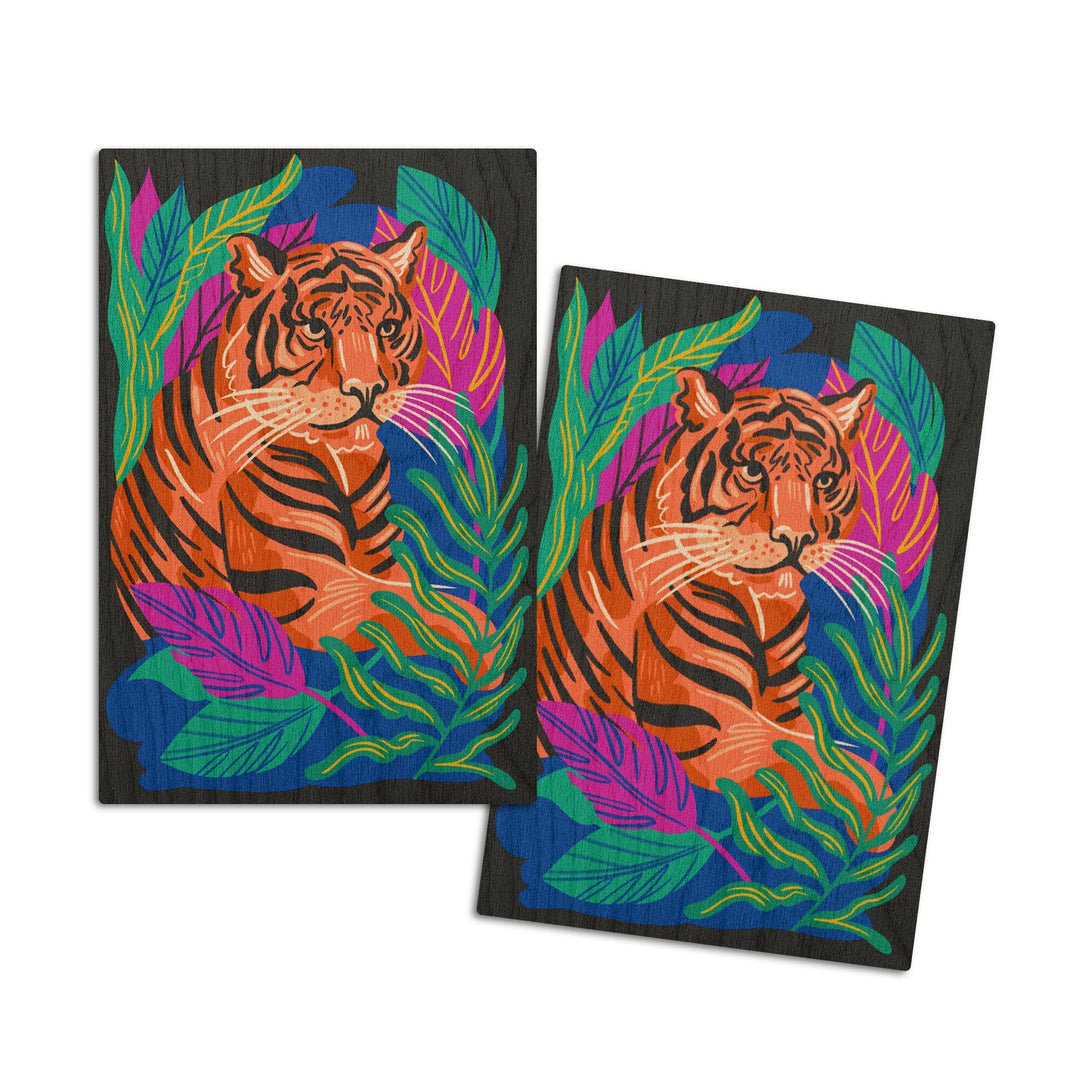 Lush Environment Collection, Tiger and Foliage, Wood Signs and Postcards Wood Lantern Press 4x6 Wood Postcard Set 