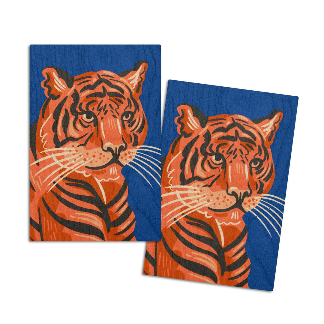 Lush Environment Collection, Tiger Portrait, Wood Signs and Postcards Wood Lantern Press 4x6 Wood Postcard Set 