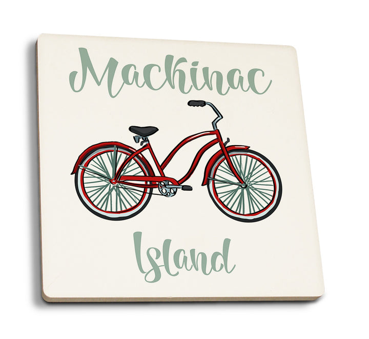 Mackinac Island, Michigan, Beach Cruiser, Lantern Press Artwork, Coaster Set Coasters Lantern Press 