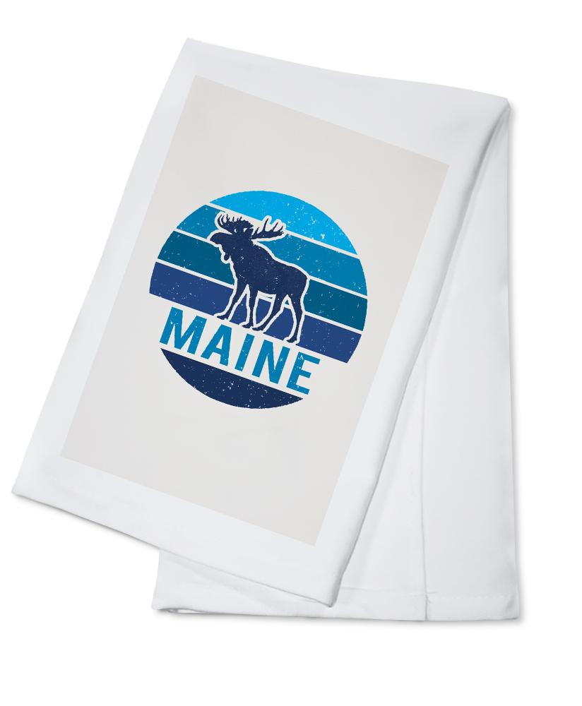 Maine, Moose Vector, Contour, Towels and Aprons Kitchen Lantern Press Cotton Towel 