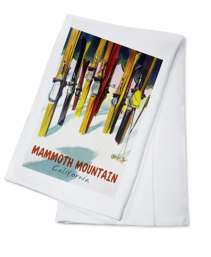 Mammoth Mountain, California, Colorful Skis, Lantern Press Artwork, Towels and Aprons Kitchen Lantern Press Cotton Towel 