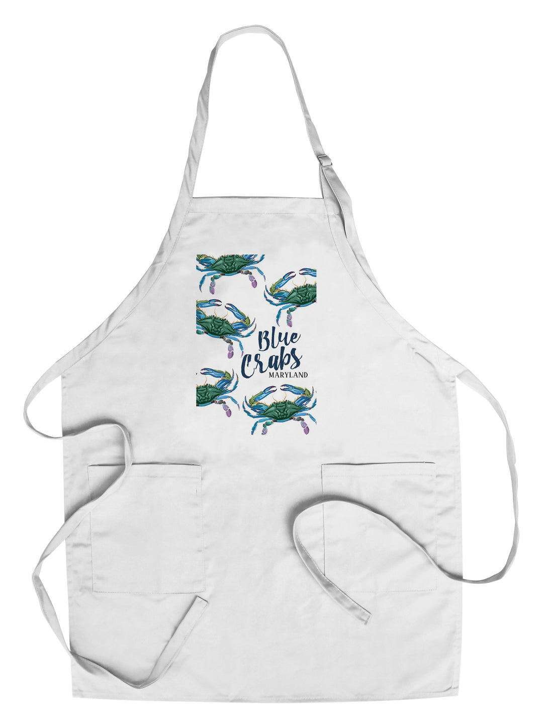 Maryland, Blue Crabs, Pattern, Lantern Press Artwork, Towels and Aprons Kitchen Lantern Press Chef's Apron 