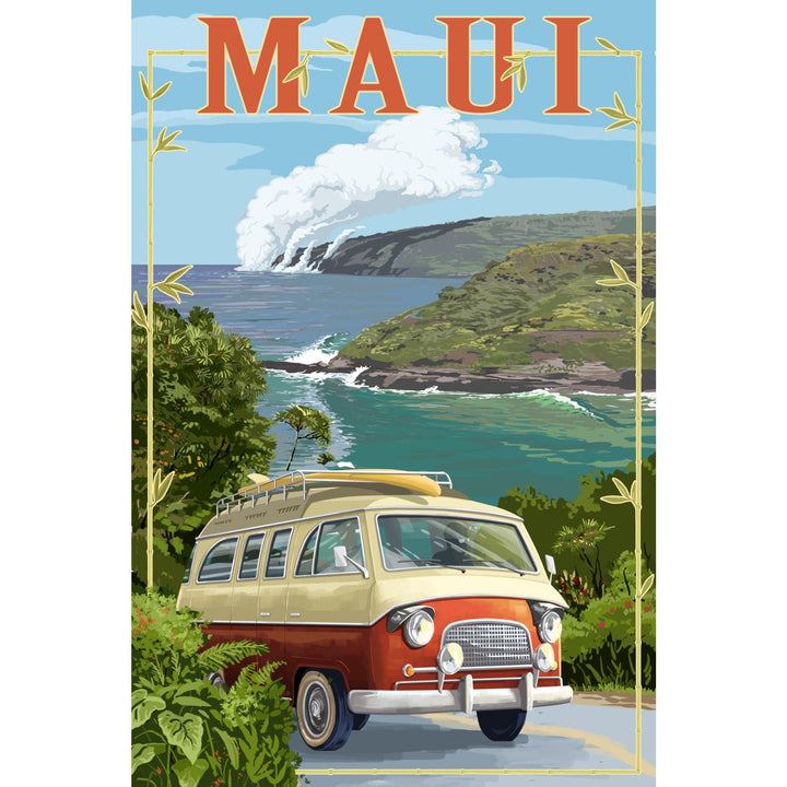 Maui, Hawaii, Camper Van, Lantern Press Artwork, Stretched Canvas Canvas Lantern Press 