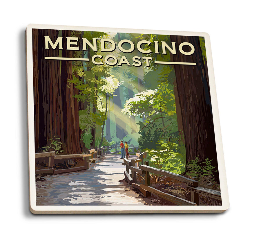 Mendocino, California, Mendocino Coast, Lantern Press Artwork, Coaster Set Coasters Lantern Press 
