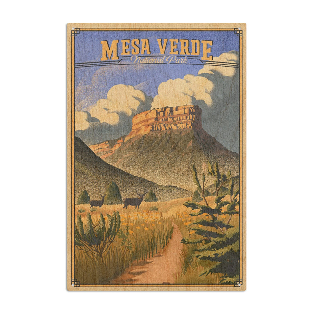 Mesa Verde National Park, Colorado, Lithograph, Lantern Press Artwork, Wood Signs and Postcards Wood Lantern Press 10 x 15 Wood Sign 