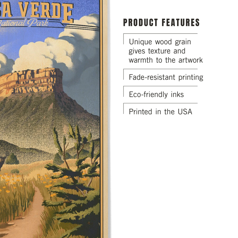 Mesa Verde National Park, Colorado, Lithograph, Lantern Press Artwork, Wood Signs and Postcards Wood Lantern Press 