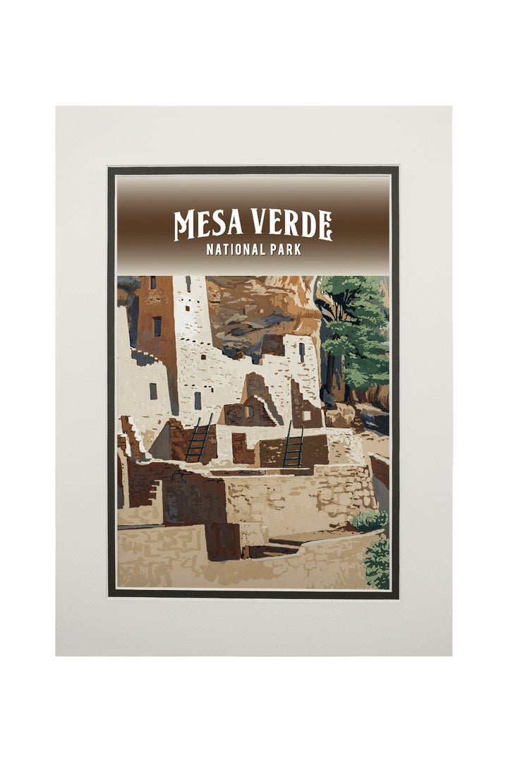 Mesa Verde National Park, Colorado, Painterly National Park Series, Art Prints and Metal Signs Art Lantern Press 11 x 14 Matted Art Print 