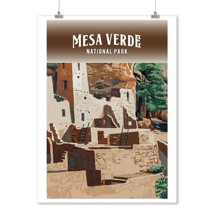 Mesa Verde National Park, Colorado, Painterly National Park Series, Art Prints and Metal Signs Art Lantern Press 12 x 18 Art Print 
