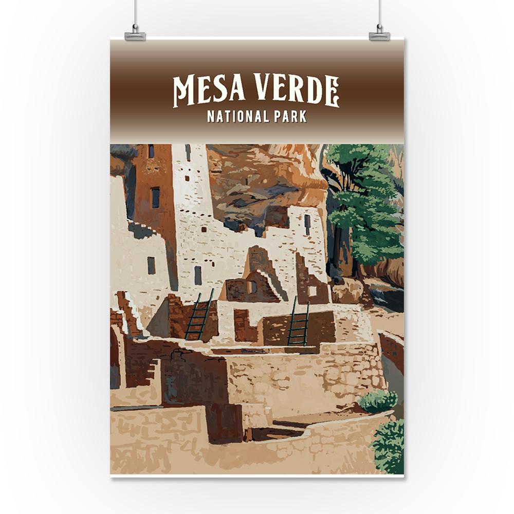 Mesa Verde National Park, Colorado, Painterly National Park Series, Art Prints and Metal Signs Art Lantern Press 16 x 24 Giclee Print 