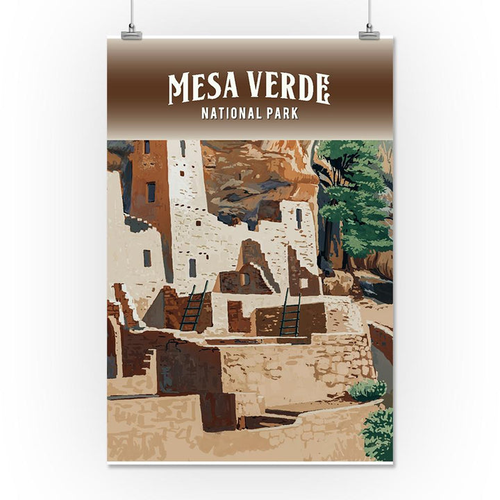 Mesa Verde National Park, Colorado, Painterly National Park Series, Art Prints and Metal Signs Art Lantern Press 36 x 54 Giclee Print 