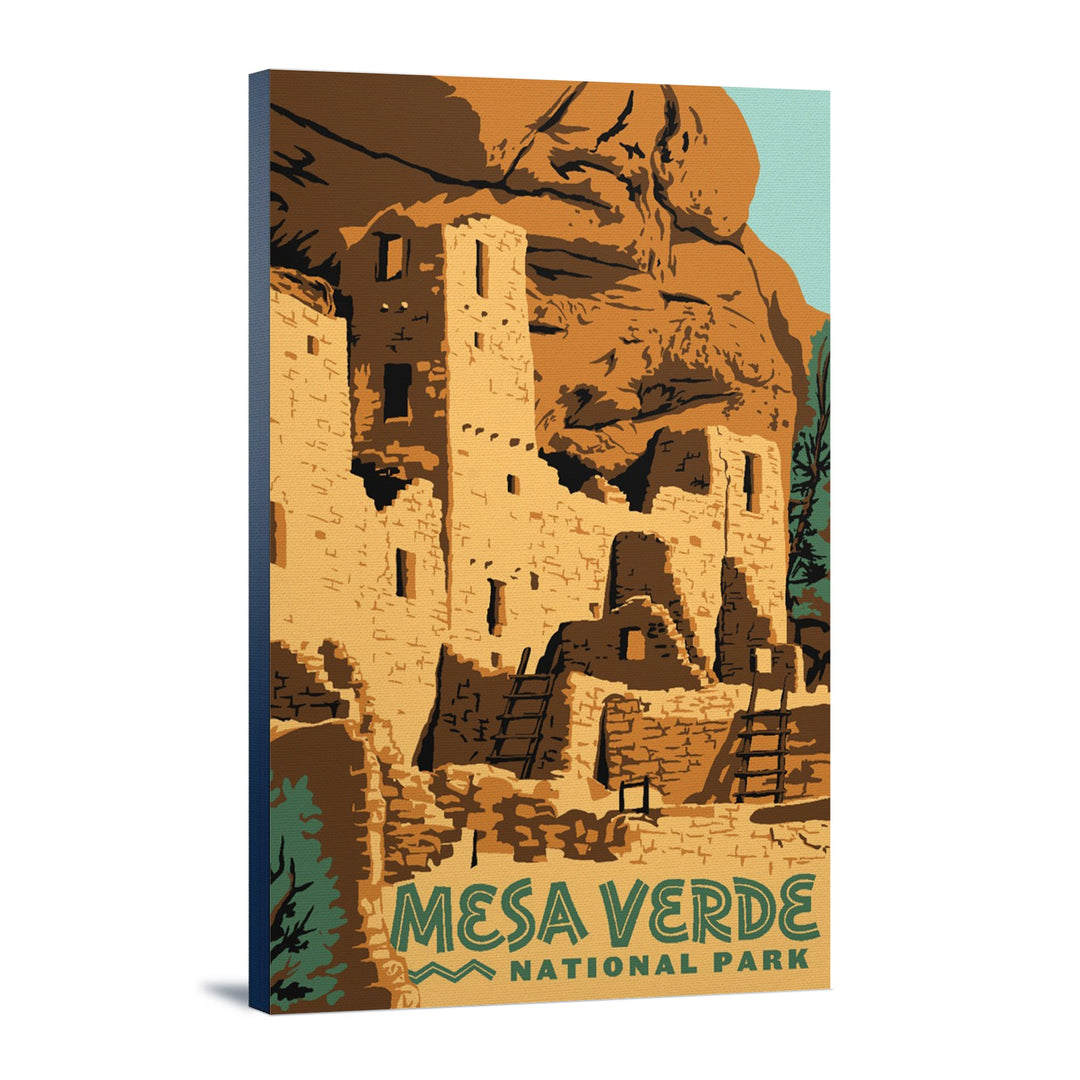 Mesa Verde National Park, Explorer Series, Lantern Press Artwork, Stretched Canvas Canvas Lantern Press 12x18 Stretched Canvas 