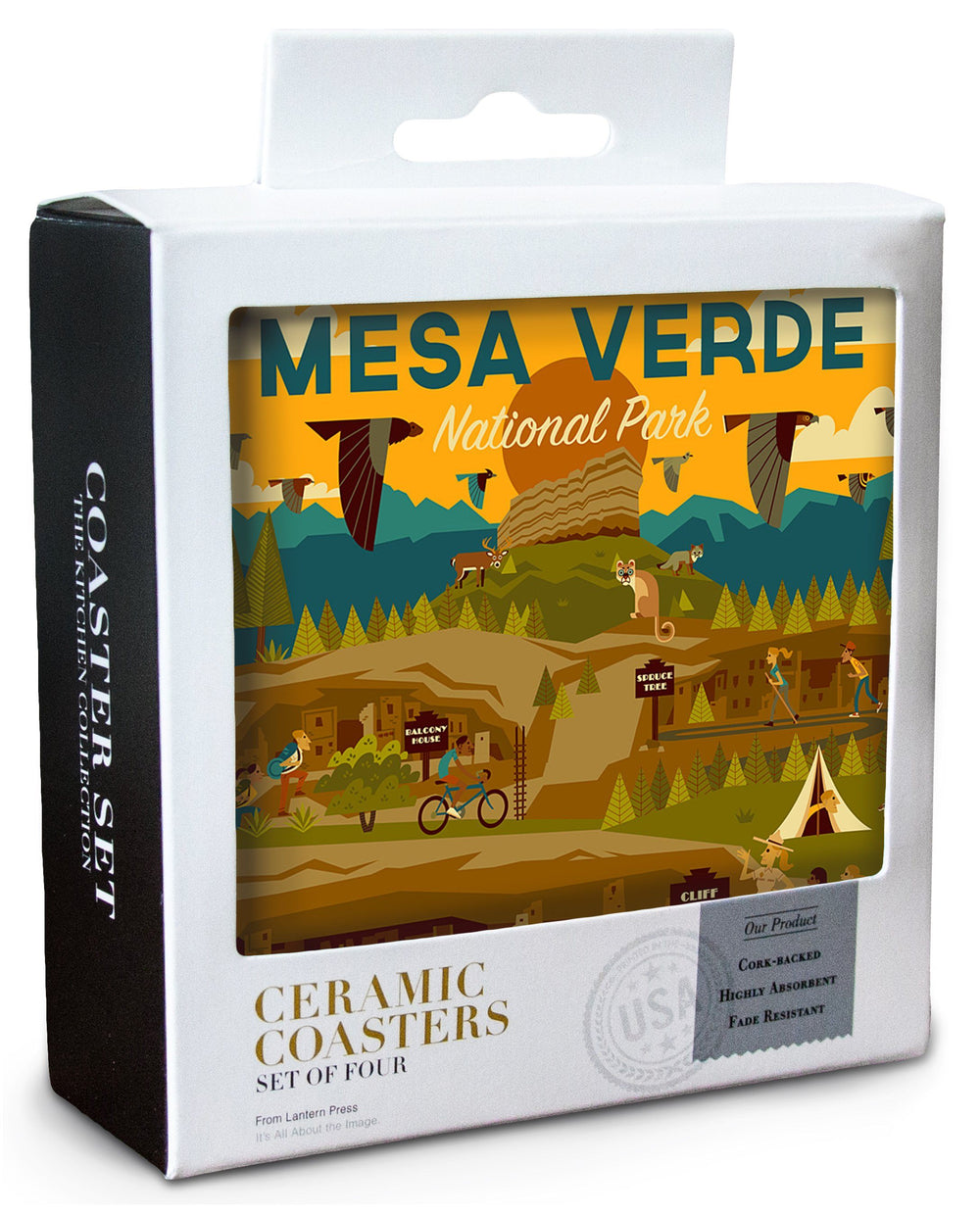 Mesa Verde National Park, Geometric National Park Series, Lantern Press Artwork, Coaster Set Coasters Lantern Press 