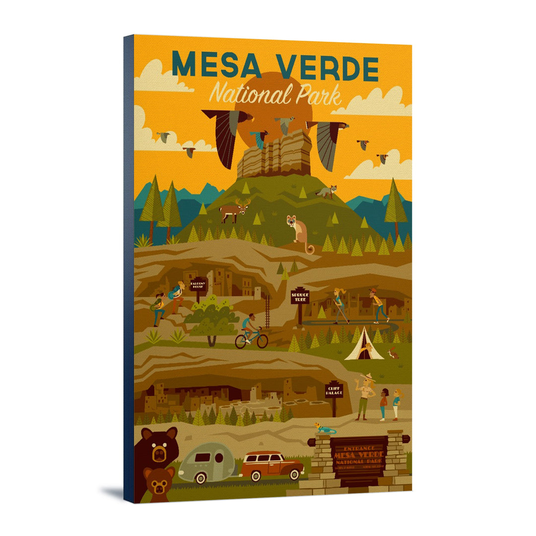 Mesa Verde National Park, Geometric National Park Series, Lantern Press Artwork, Stretched Canvas Canvas Lantern Press 12x18 Stretched Canvas 